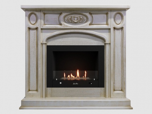 Каминный портал МДФ "Флоренция 1200" с биокамином Lux Fire "Фаер Бокс 4 - 25.5" (бежевый)