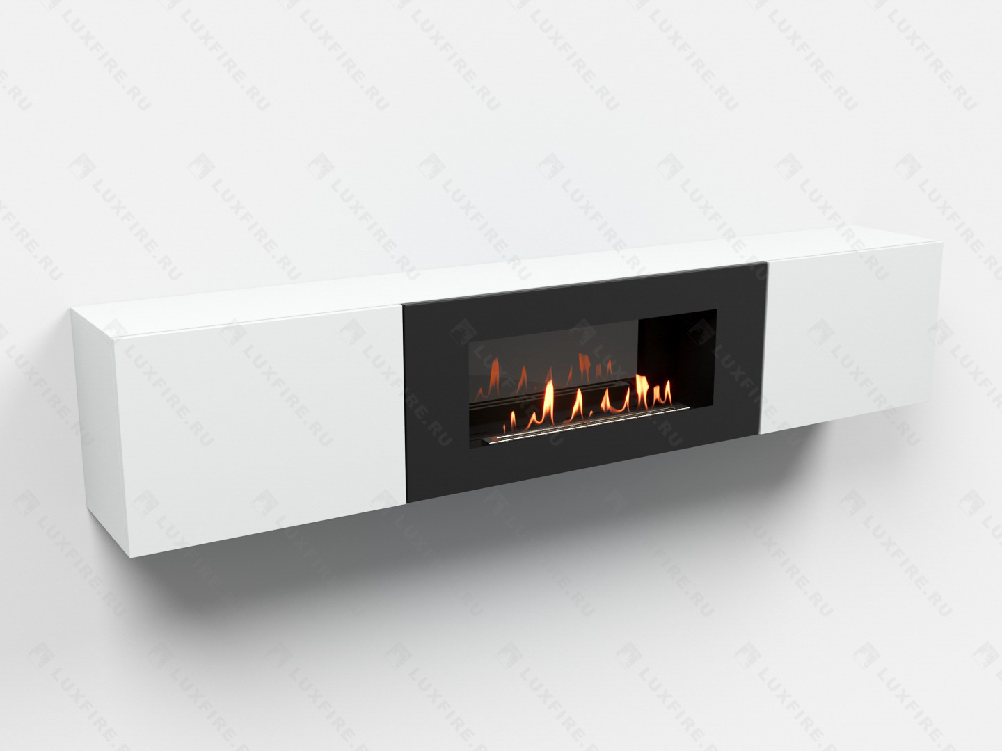 Тумба ТВ Lux Fire "Енисей" настенная 2000 матовая, белая с биокамином 900 по цене 92 997 руб.